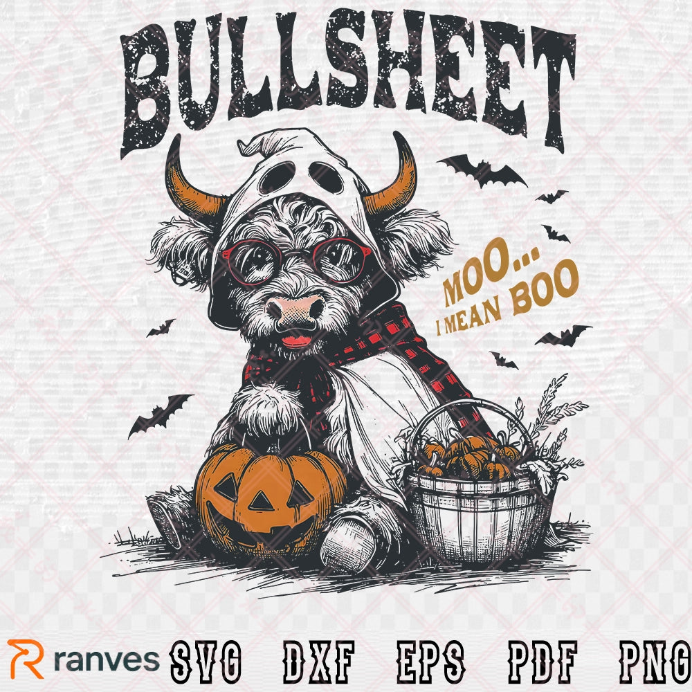 Bullsheet Halloween Cow SVG | Funny Ghost Moo Boo Clipart