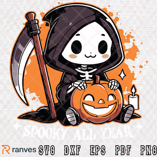 Cute funny grim reaper by yarafantasyart SVG, PNG, DXF, EPS