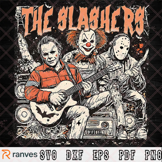 The Slashers SVG PNG, Horror Movie Killer Band Halloween Clipart