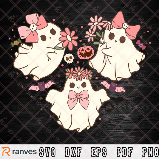 Ghost Heart, Halloween, Cute Ghost SVG, PNG, DXF, EPS