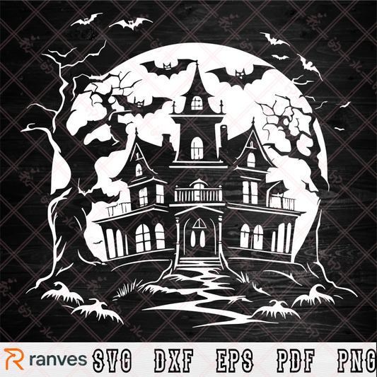 Halloween Haunted House SCG, PNG, EPS, DXF