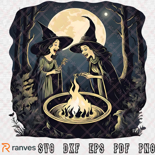 Halloween Witches Sticker SVG, PNG, EPS, DXF