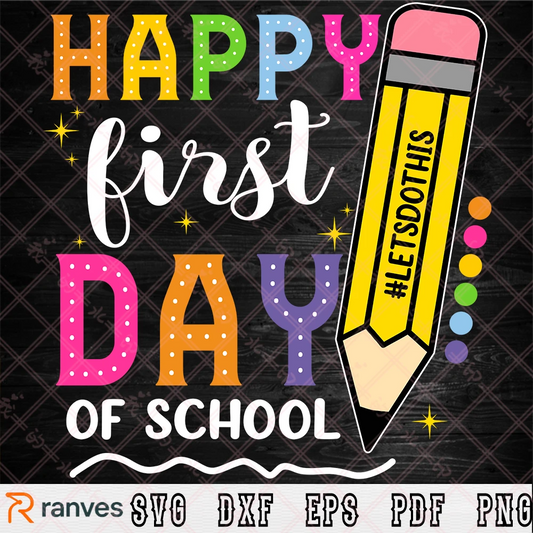 Happy First Day of School SVG PNG, Back to School Pencil Clipart Design