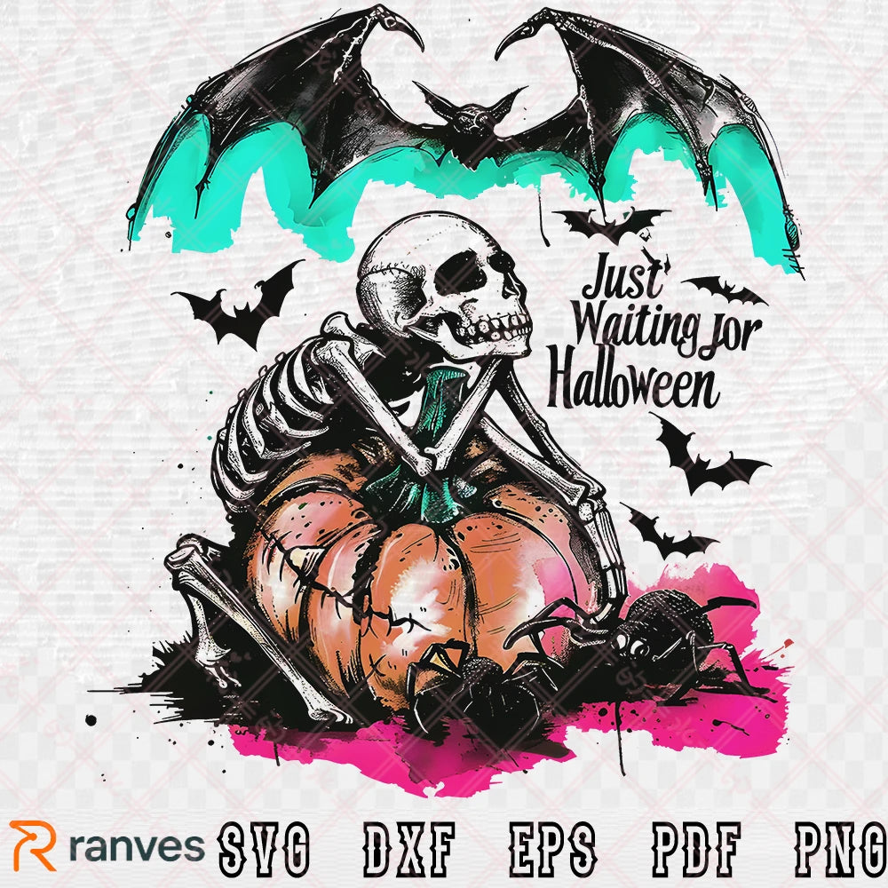 Just Waiting for Halloween SVG, PNG, EPS, DXF