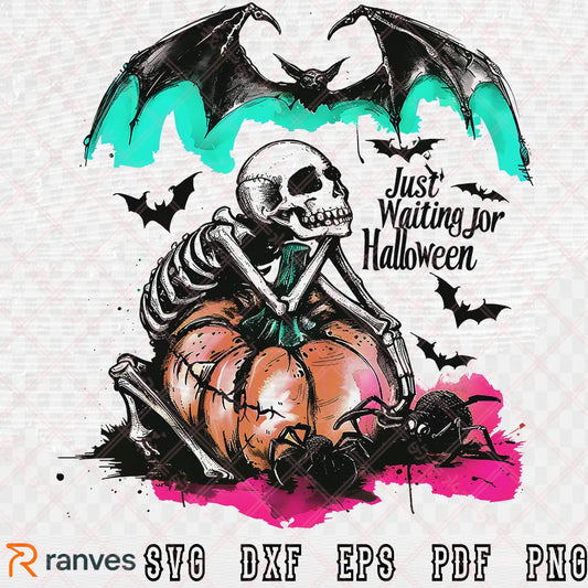 Just Waiting for Halloween SVG, PNG, EPS, DXF