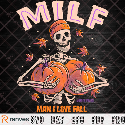 Man I Love Fall MILF T-Shirt SVG, PNG, EPS, DXF