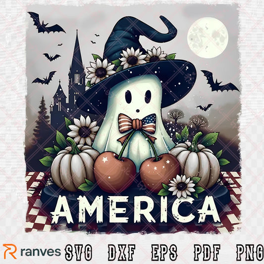 Patriotic Spooky USA Tumbler Wrap SVG, PNG, DXF, EPS