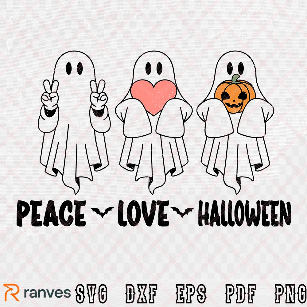 Peace Love Halloween, Halloween SVG, PNG, EPS, DXF