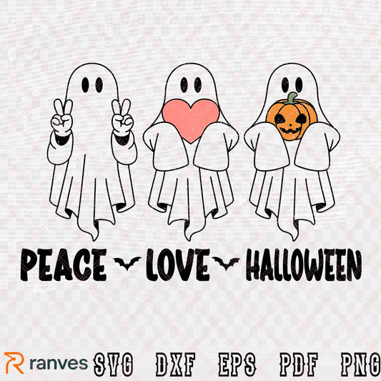 Peace Love Halloween, Halloween SVG, PNG, EPS, DXF