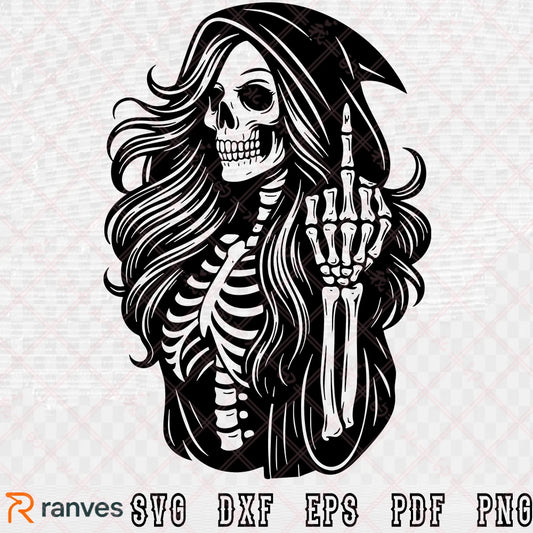 female Grim Reaper Skeleton SVG, PNG, DXF, EPS